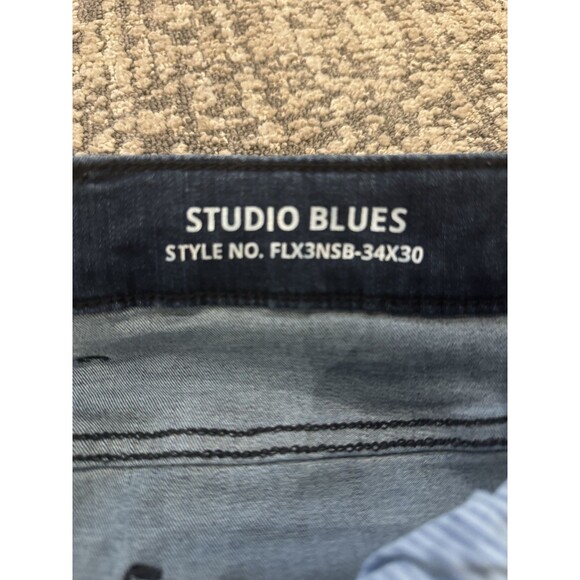 Mugsy Studio Blues Flex Stretch Jeans Mens 34x30 Dark Wash Slim Fit  Denim - Picture 3 of 12